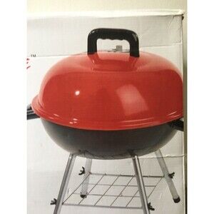 Home Grilling 14" Red Black Mini Portable Table Top Charcoal Grill Outdoor